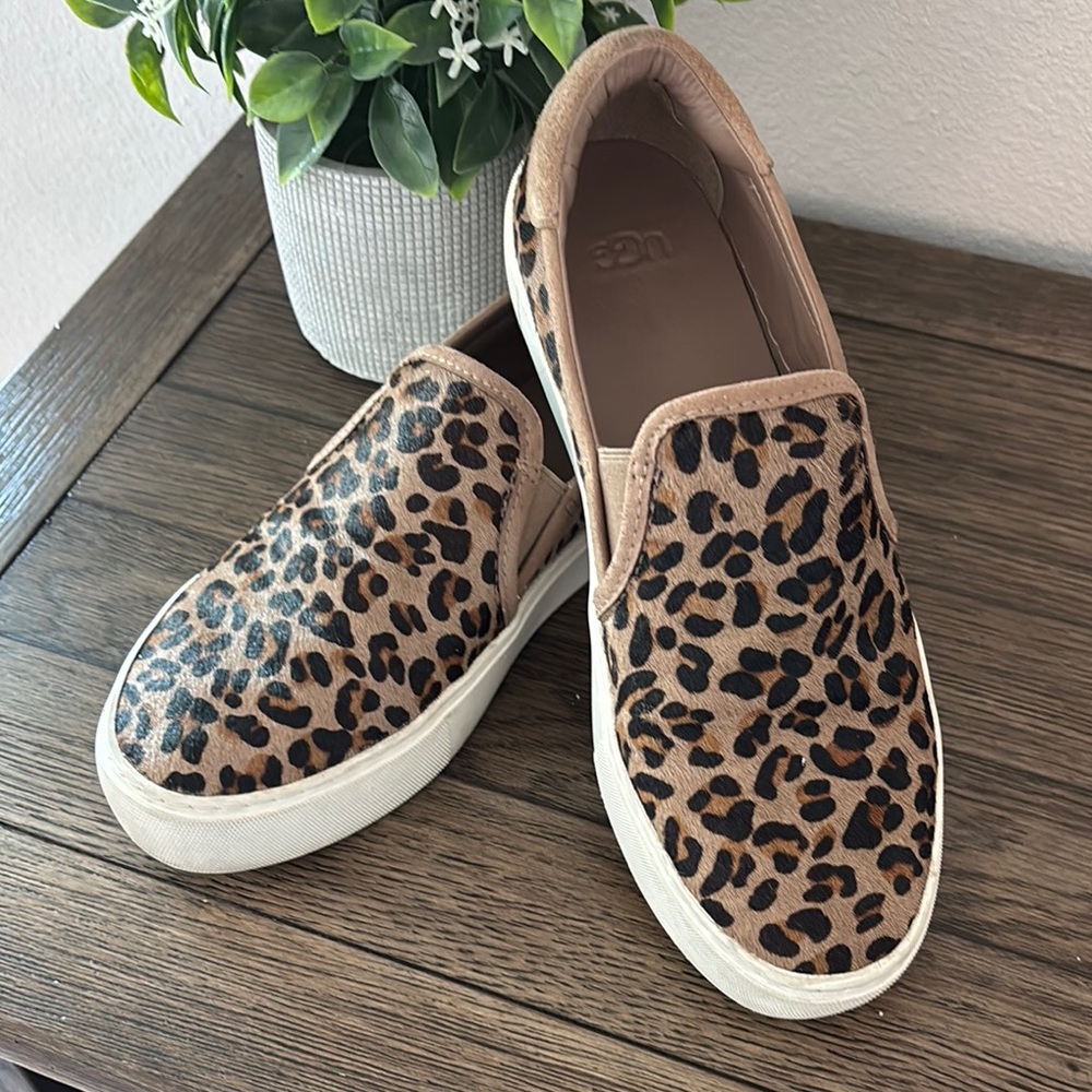 UGG Tan and Black Animal Print Slip-On Shoes